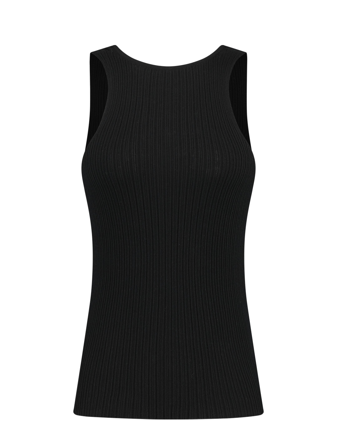 RIBBED TANK TOP IN COTTON / BLACK